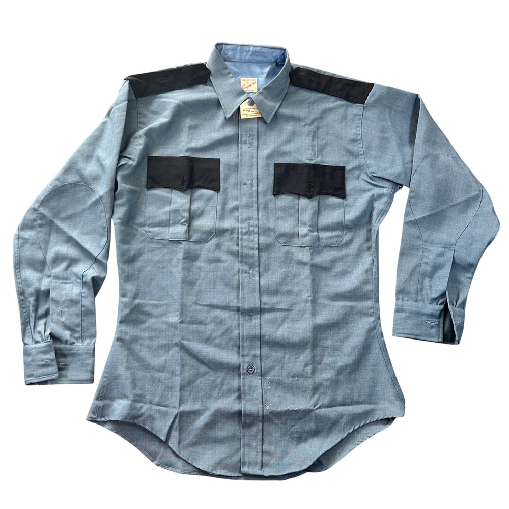 VTG Conqueror Union Made Wool Blend Service Uniform Shirt Men 16.5 60s Deadstock